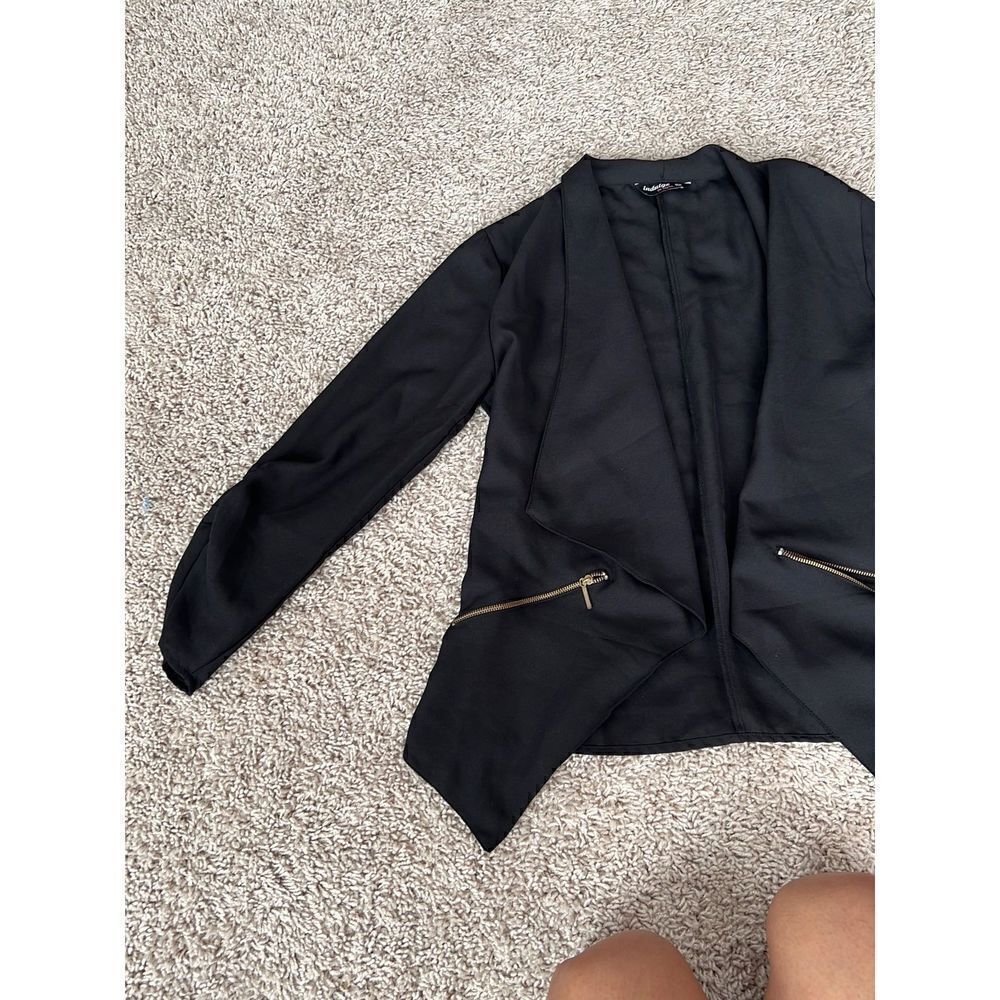 NWT Black lapel front double zip functional pockets jacket Blazer - Picture 3 of 4